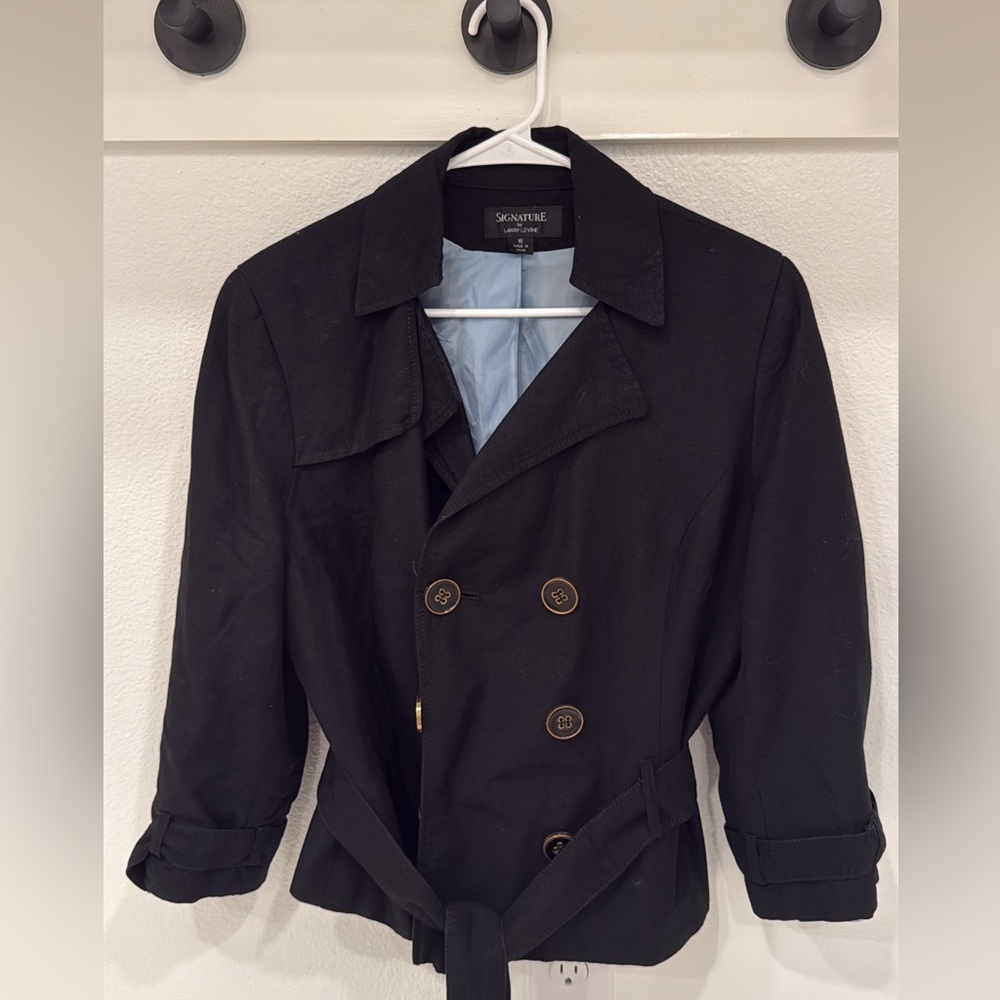Signature by Larry Levine Black Double-Breasted Blazer